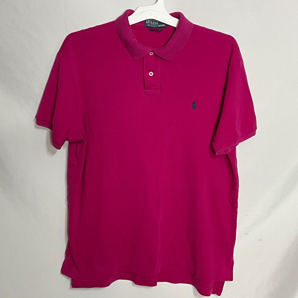 Ralph Lauren Men's Polo Shirt in Raspberry & Navy